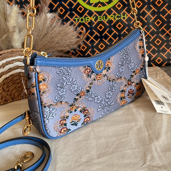 New✨tory burch T monogram brocade studio crossbody bag - Picture 2 of 16